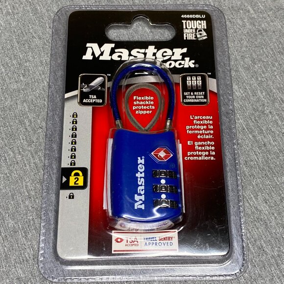 Master Lock 4688DBLU 1-3/16" Blue Set Your Own Combination TSA Luggage Lock - Picture 2 of 4